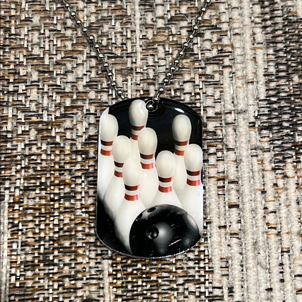 Bowling Dog Tag Necklace